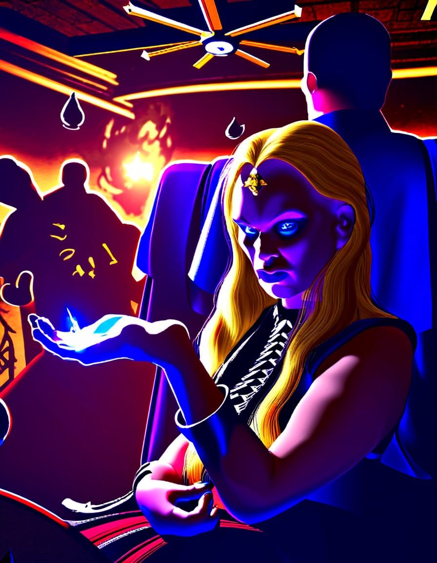 Evil Queen Grimhilde with Poisoned Apple in Dark Fantasy