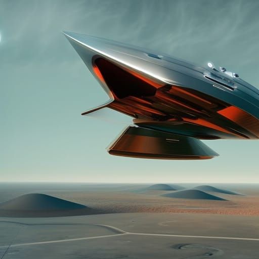 Futuristic Spaceship Over Alien Planet in Digital Art