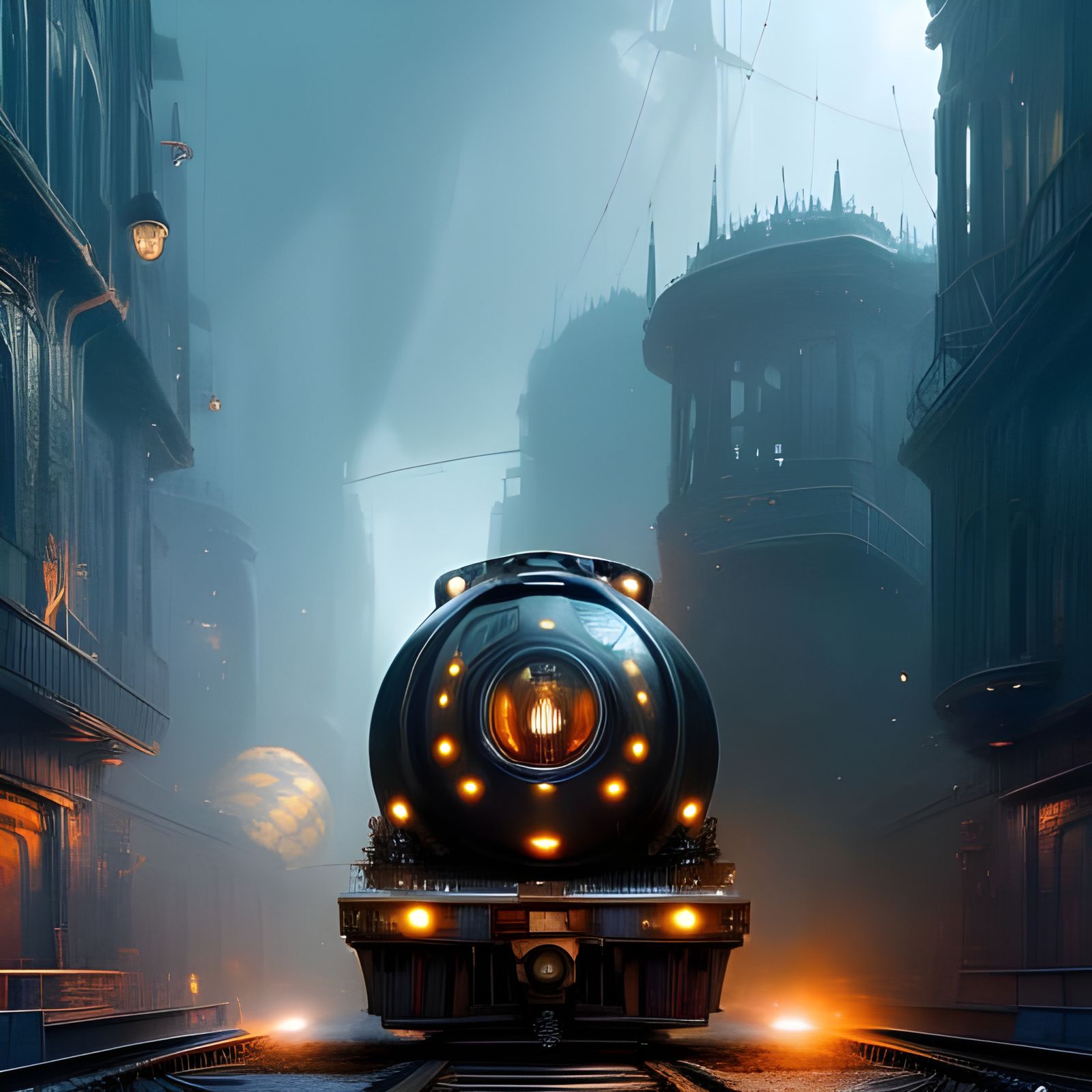 Filigree Train Inside Glass Sphere: A Robotic Fantasy