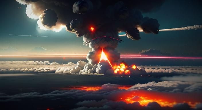 Racoon City Nuclear Explosion in Anime Style