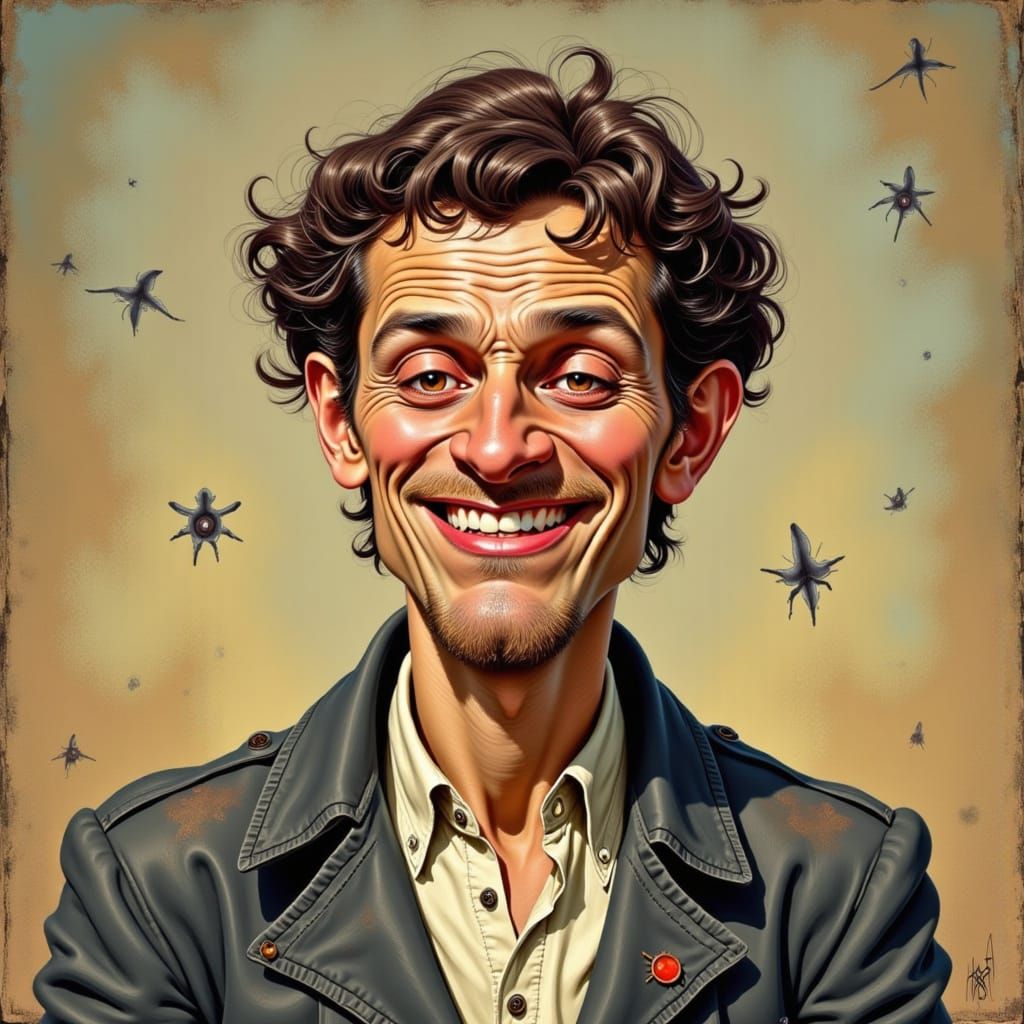 Laughing Caricature in 1950s Style