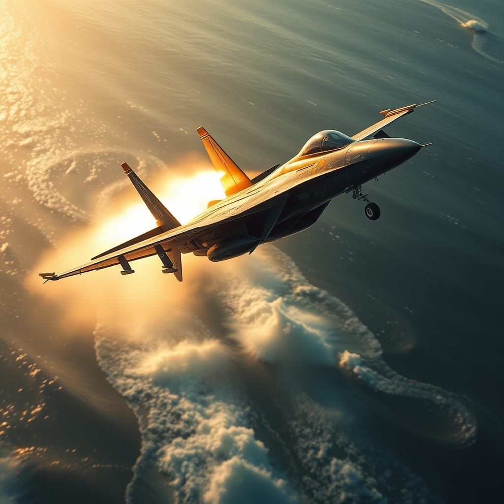 F-14 Tomcat Breaks Sound Barrier in Golden Light
