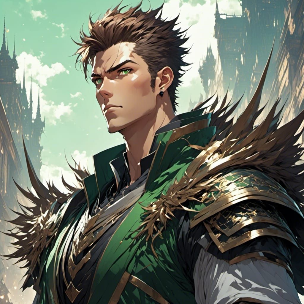 Athletic Man with Green Eyes in Marvel Comics Style