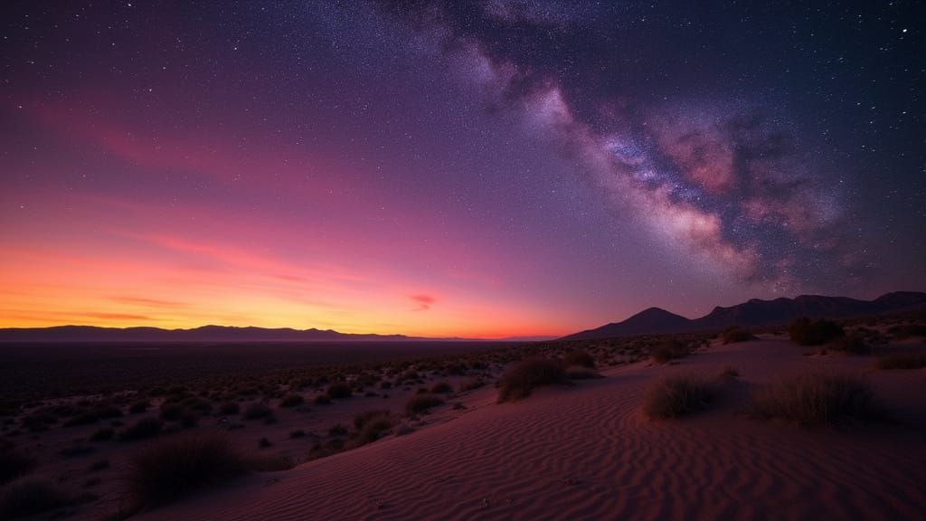 Desert Sky at Dusk in Whimsical Galaxy Style