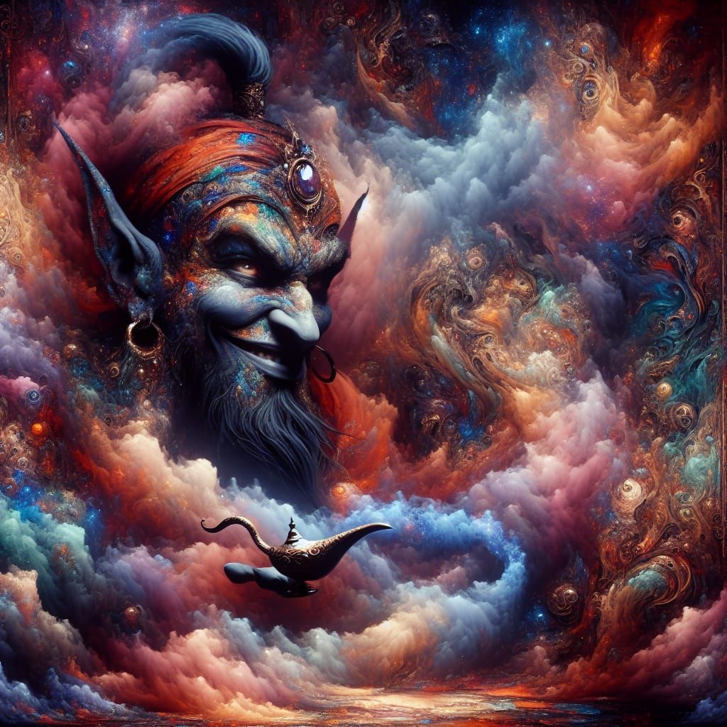 Mischievous Genie Emerges in Detailed Matte Painting