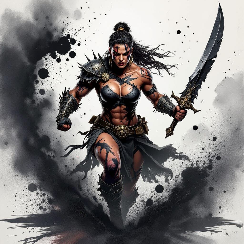 Ink Warrior Emerging From Chaos