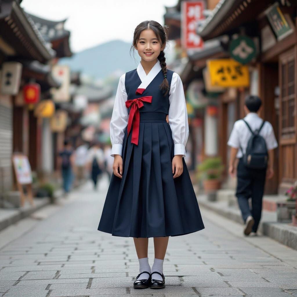 Korean Schoolgirl in 1960s Seoul, Painterly Style