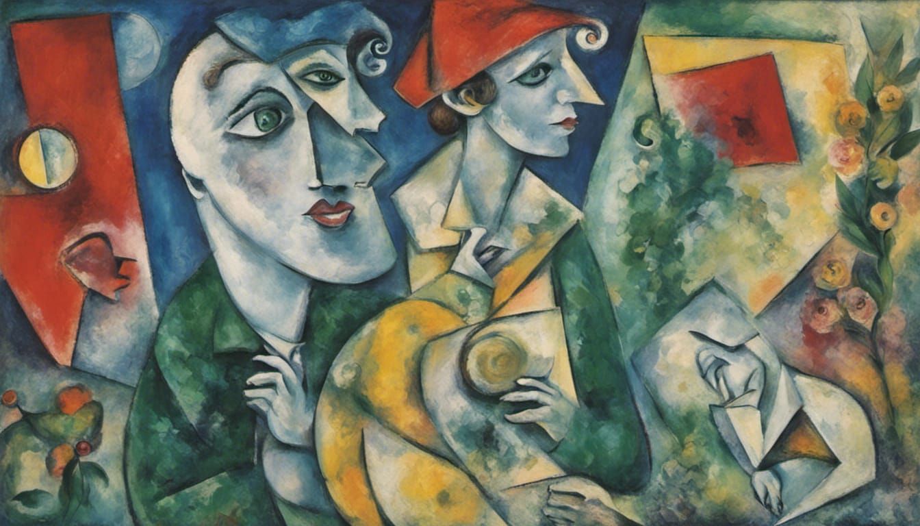 Artist's Life: Modern Expressionist Art in Cubist Style