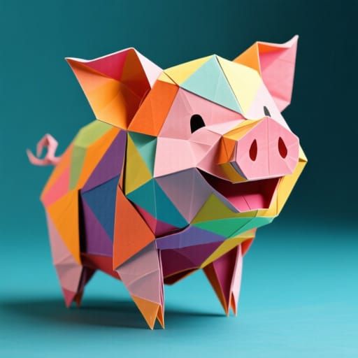 Vivid Origami Pig in Intricate Paper Art