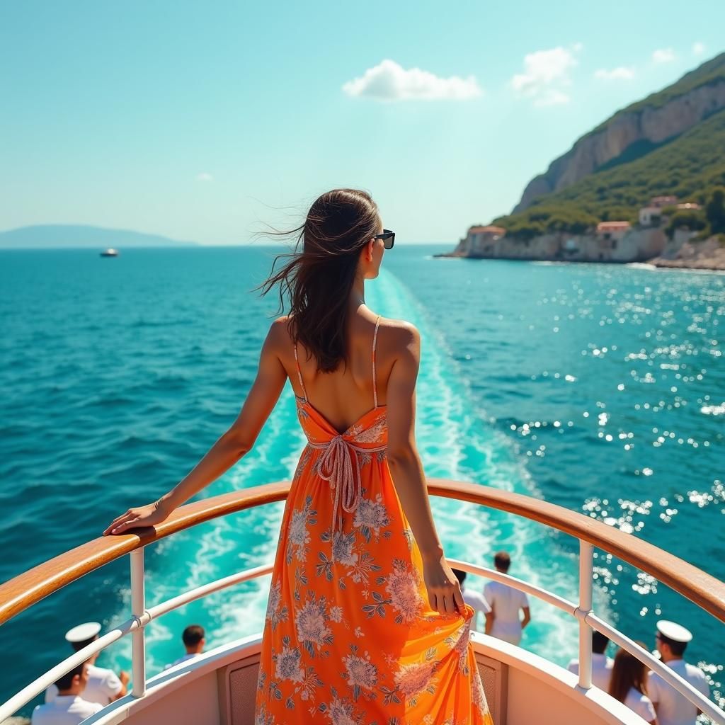 Greek Ferry Journey in Hyperrealistic Style