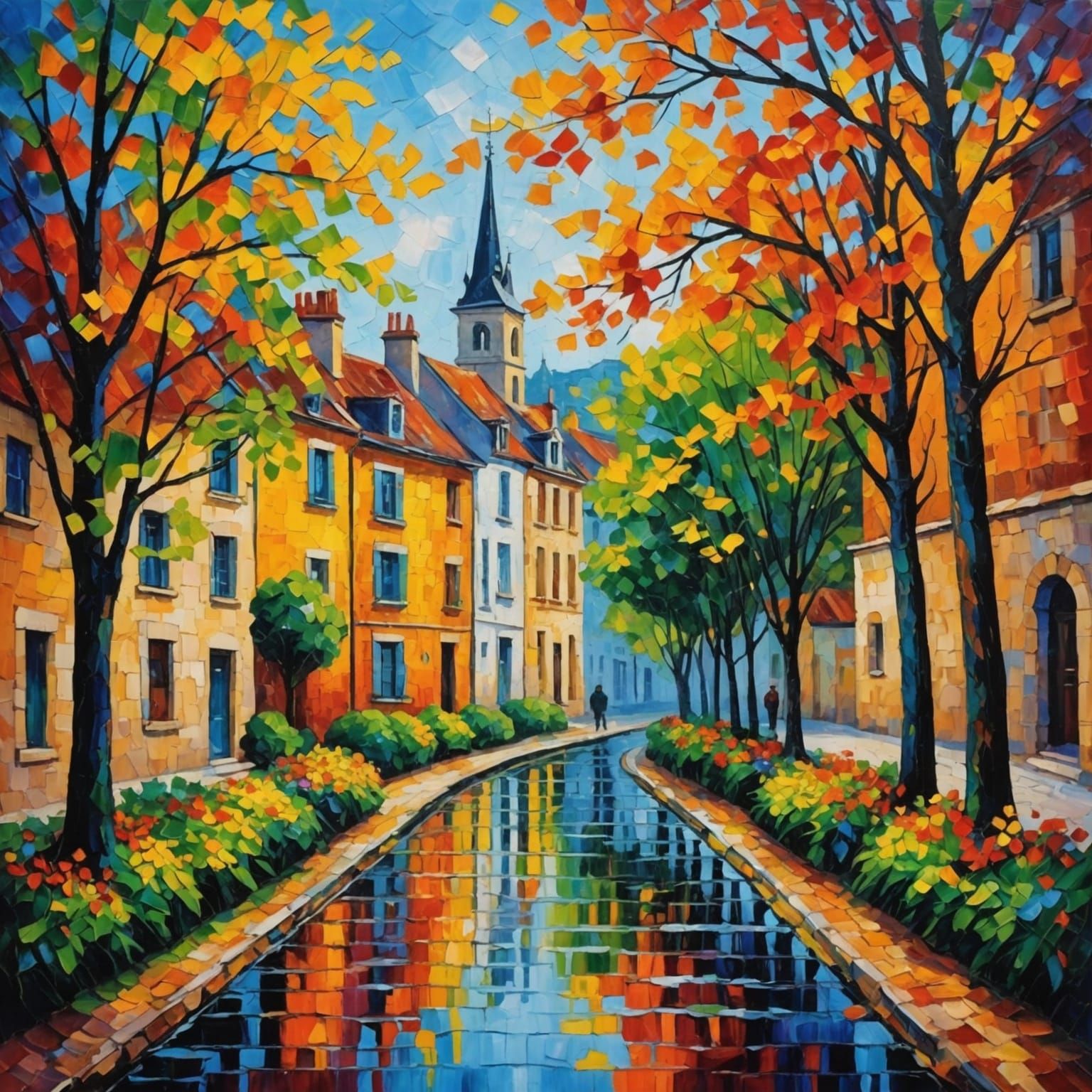 Neo-Impressionist Landscape in Expressionist Impasto Style