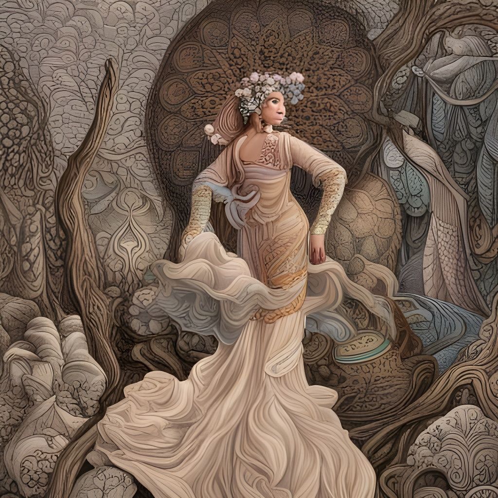 Spring Goddess Rising: Hyperrealistic Zentangle Art