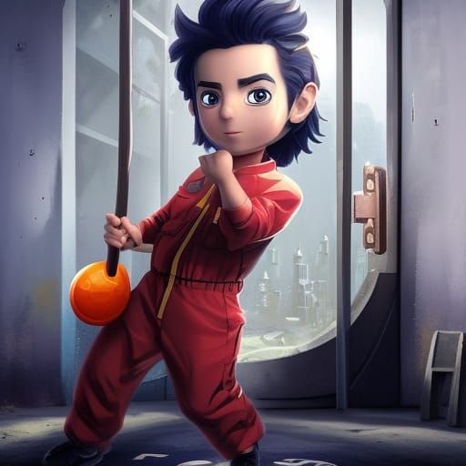 Adorable Man in Prison Jumpsuit: Digital Art