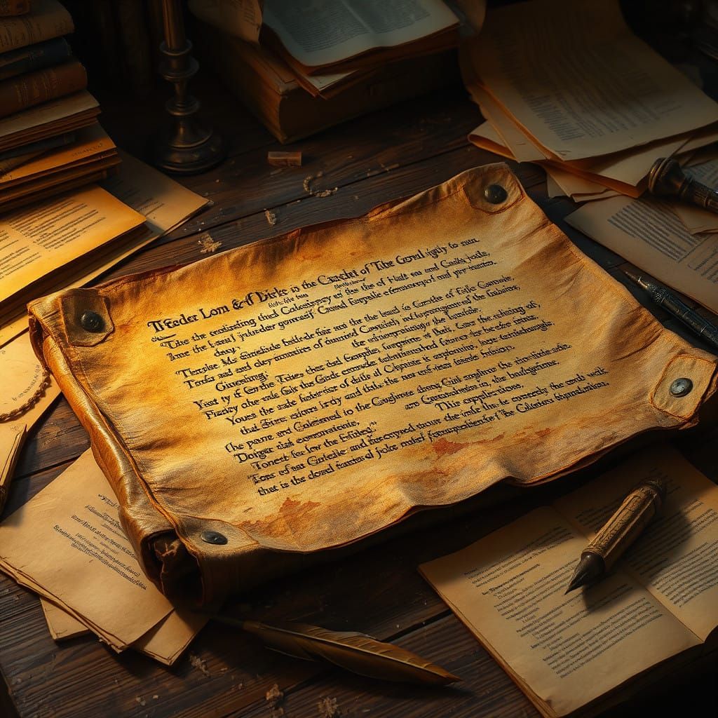 Ethereal Illuminations on Ancient Leather Scroll