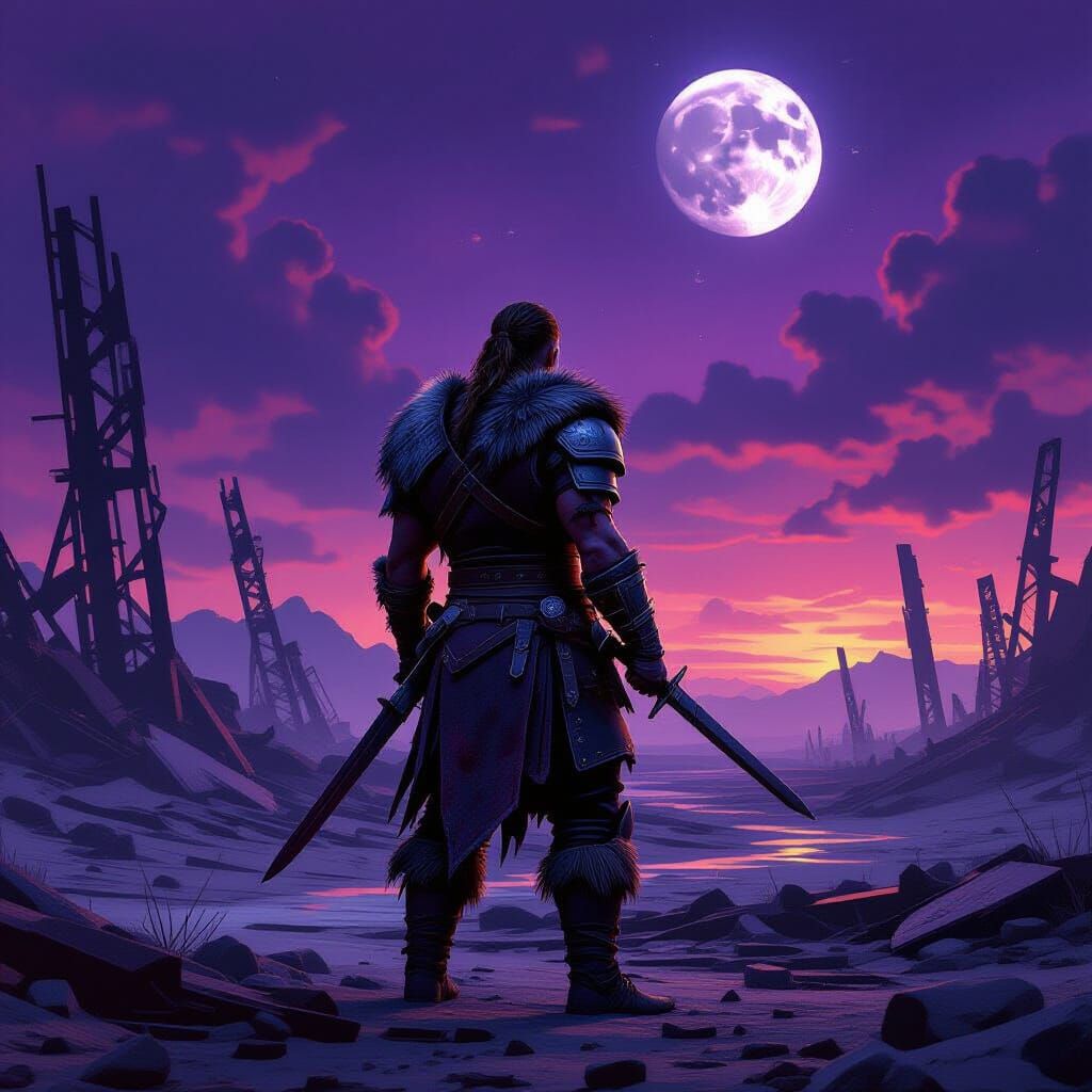 Viking Warrior in Post-Apocalyptic Wasteland