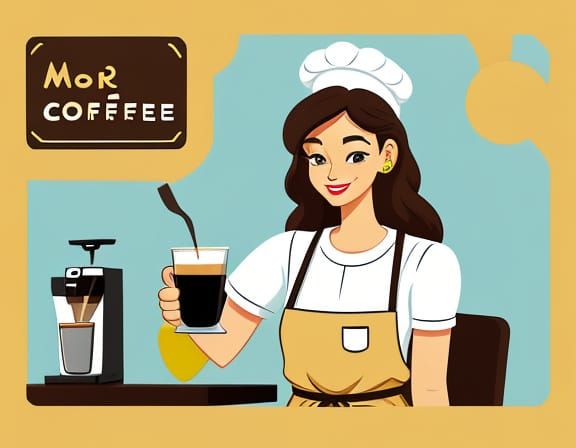 Italian Waitress Serving Coffee in Cozy Shop