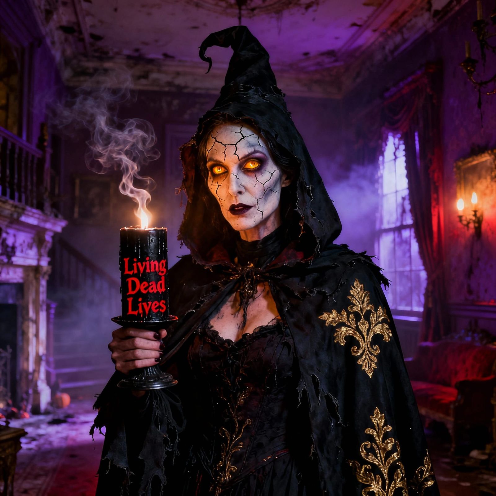 Halloween Witch in Cinematic "Living Dead Lives" Style