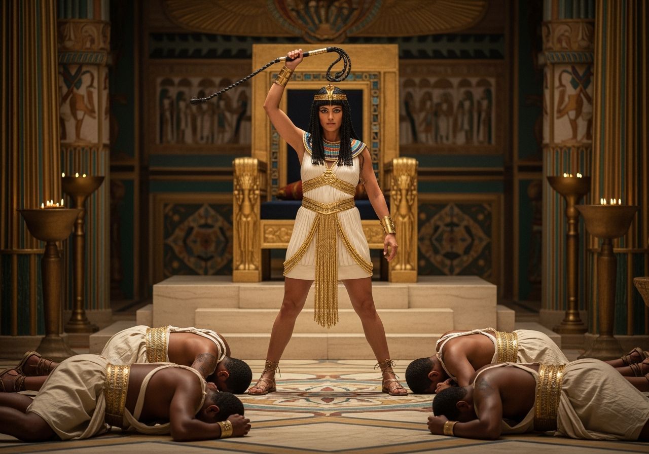 Egyptian Queen in Opulent Throne Room Photograph