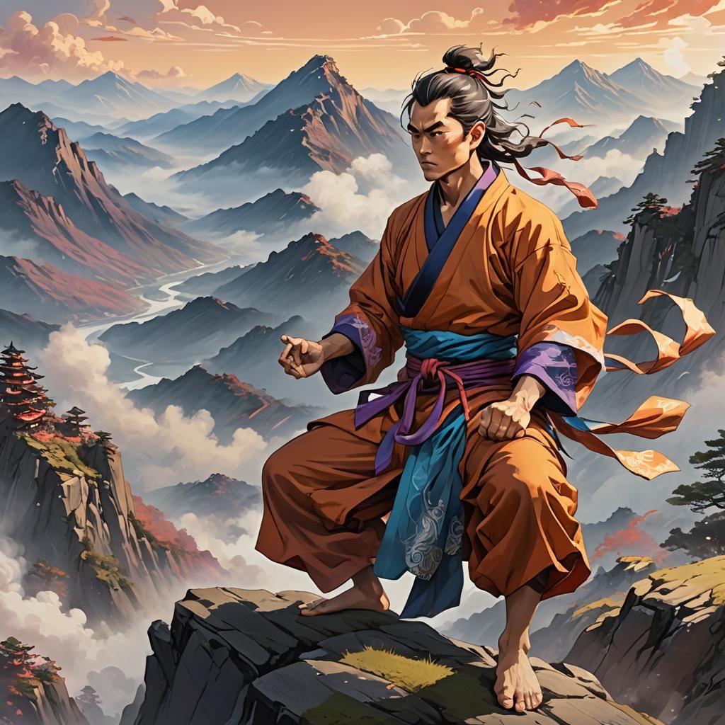 Air Master Monk Portrait in Manga Style