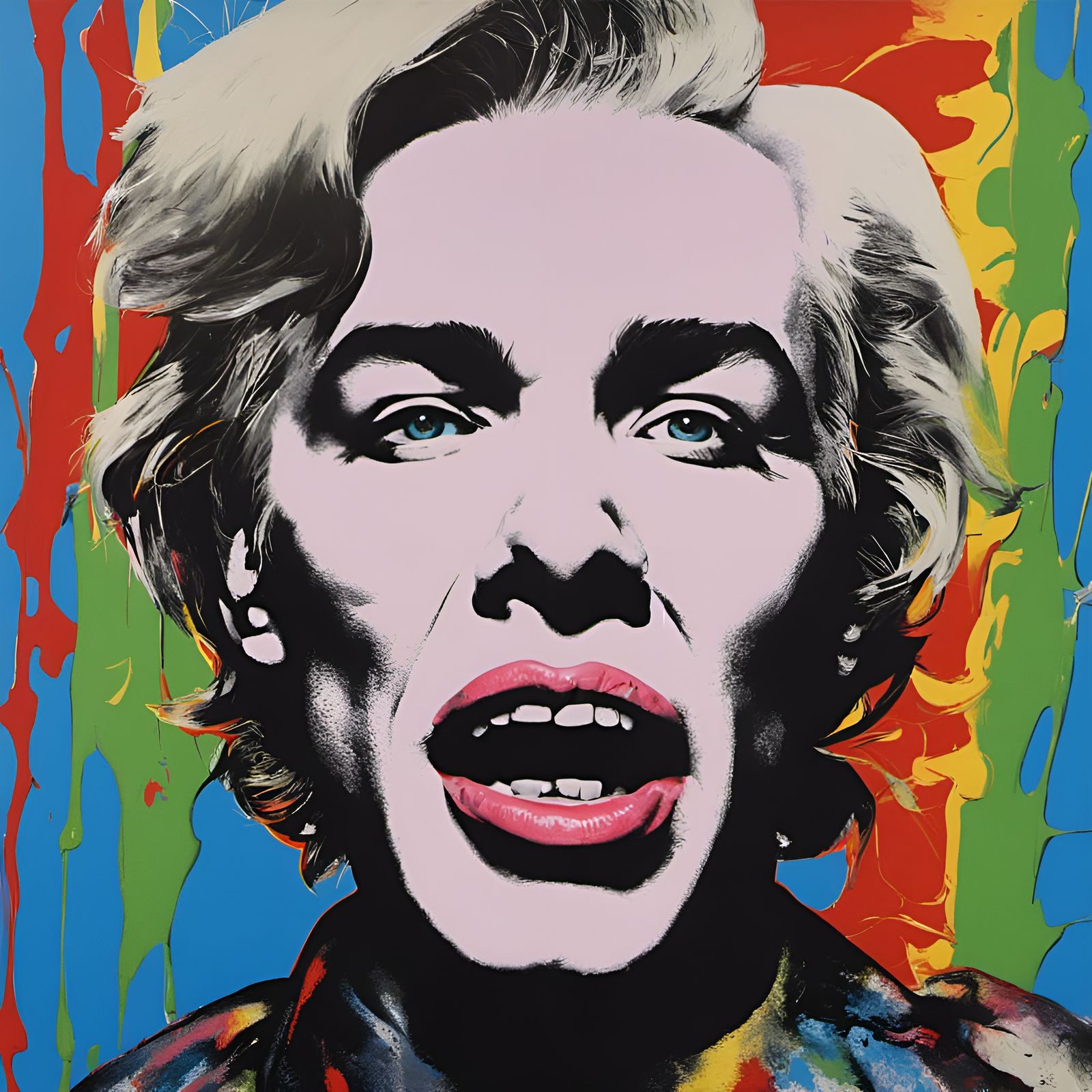 Chaotic Hyperreal Scene in Warhol Style