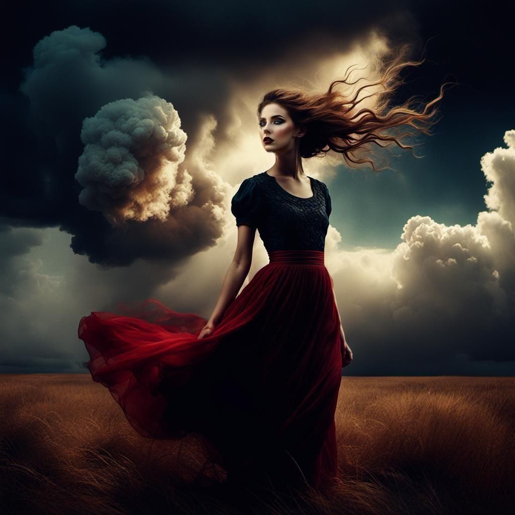 Dramatic Cloudscape in Art Nouveau Style