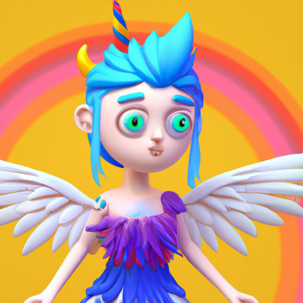Unicorn Girl Cartoon Avatar in 3D Digital Art