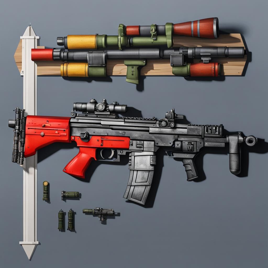 Assault Rifle and Rocket Launcher Wall Display