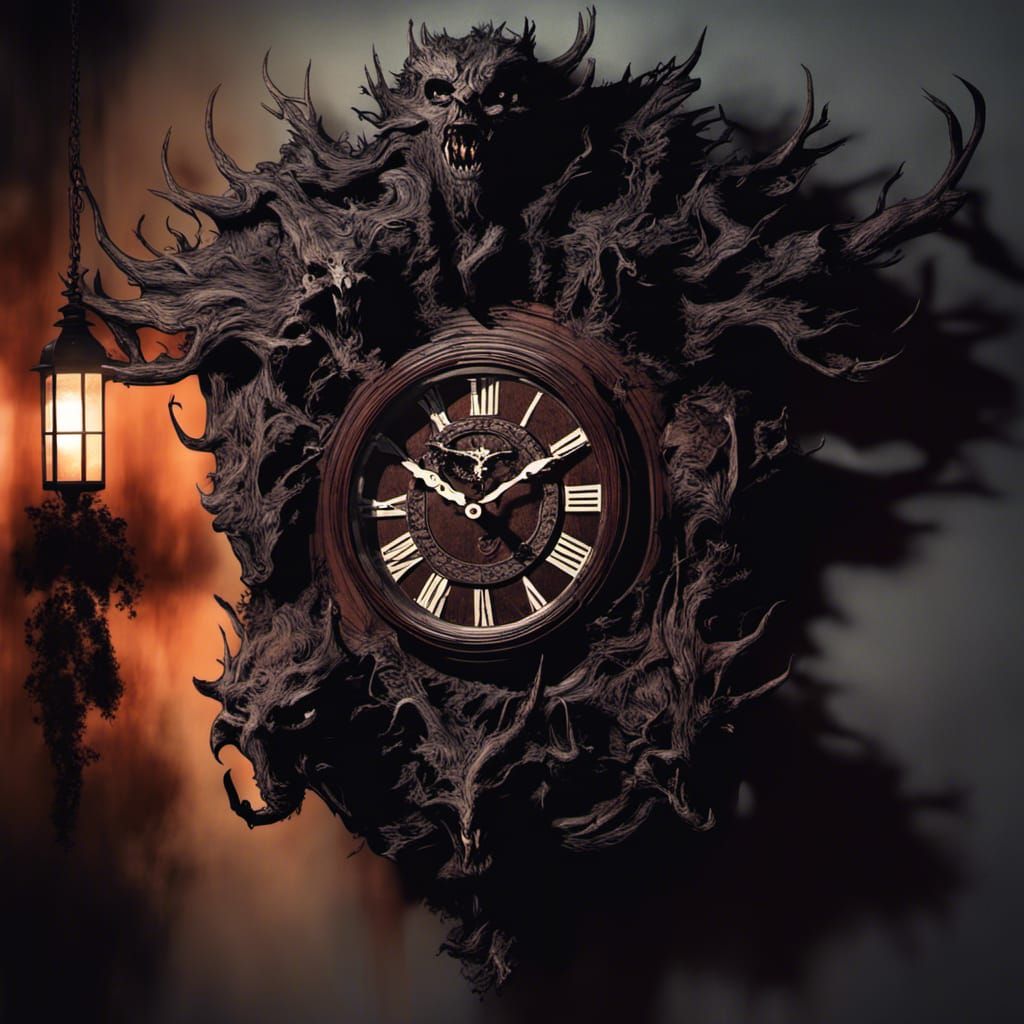 Sinister Cuckoo Clock in Guillermo del Toro Style