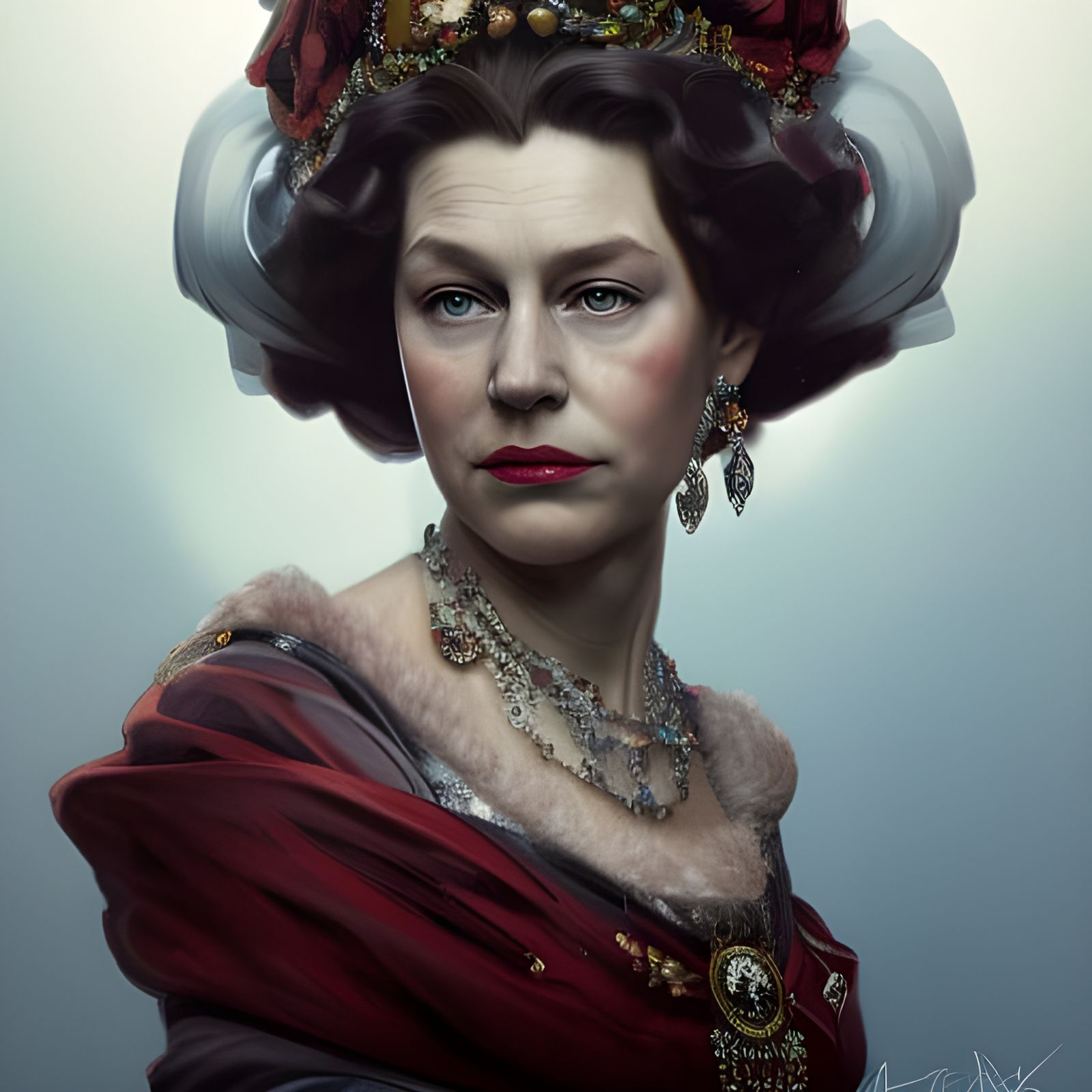 Queen Elizabeth Portrait in Hyperdetailed Digital Art