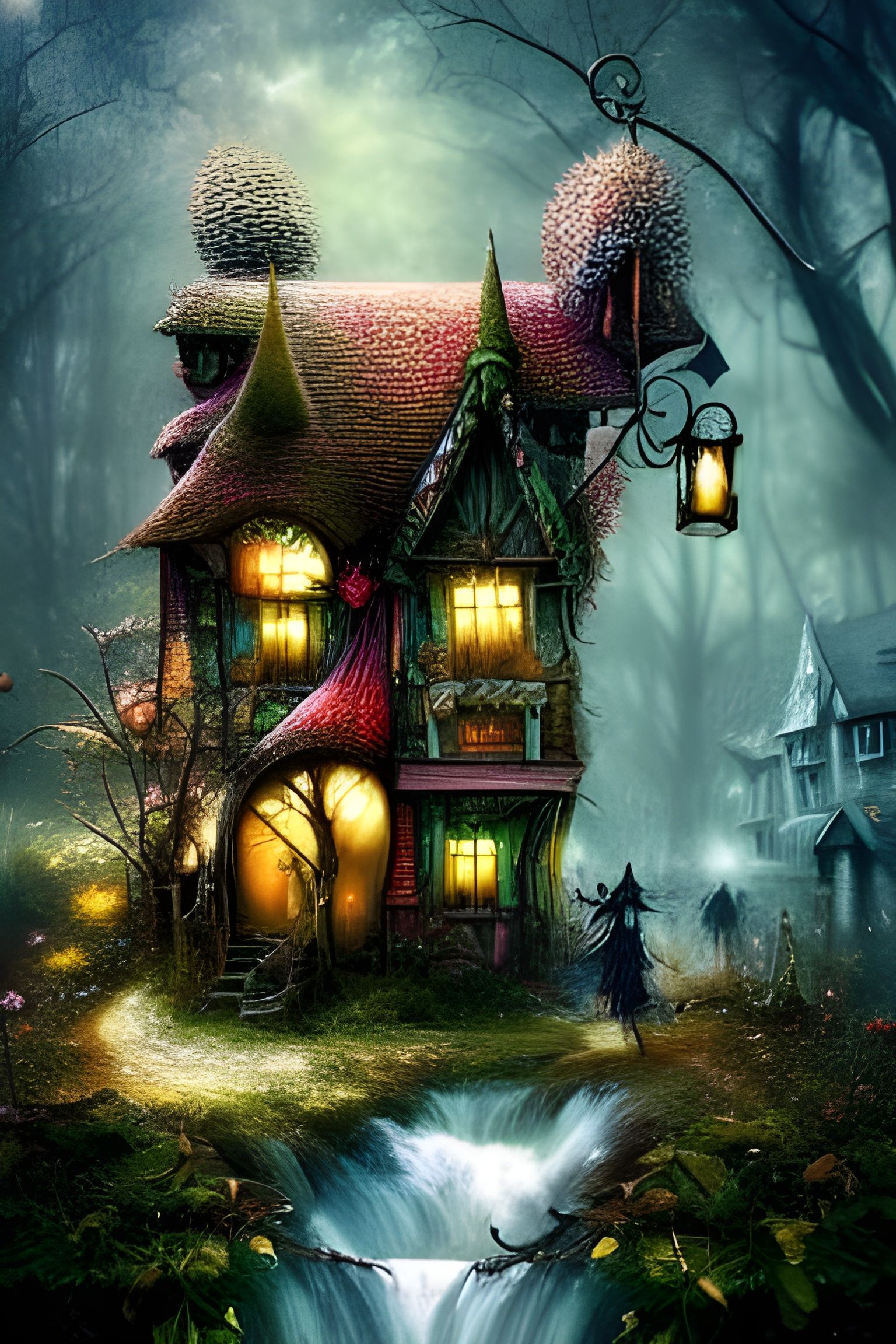 Whimsical Fairy Village Digital Matte Painting