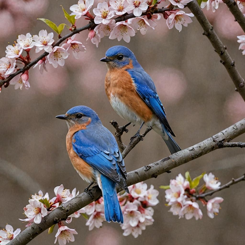 Eastern Bluebird in Cherry Tree