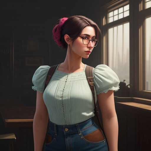 Hyperrealistic Portrait of a 20s American Woman in High-Wais...