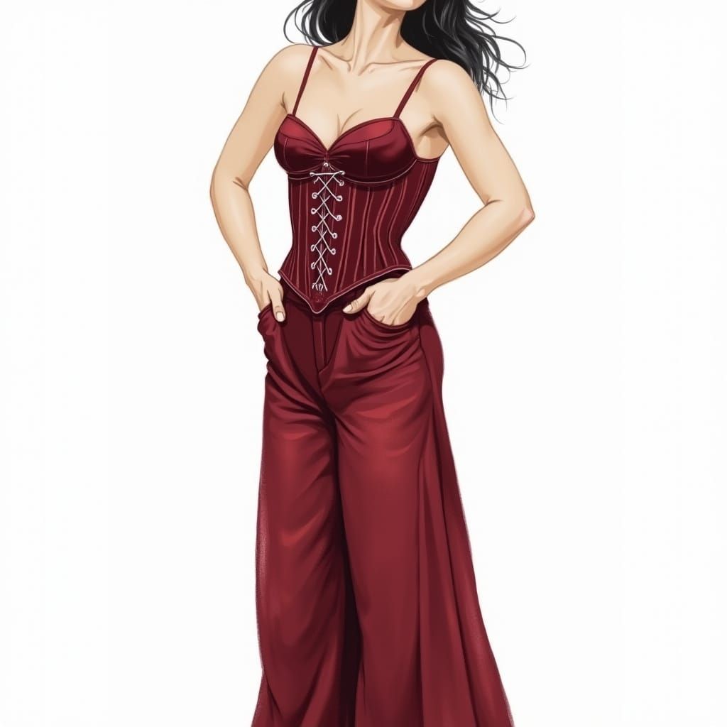 Burgundy Velvet Corset Top in Gauche Style