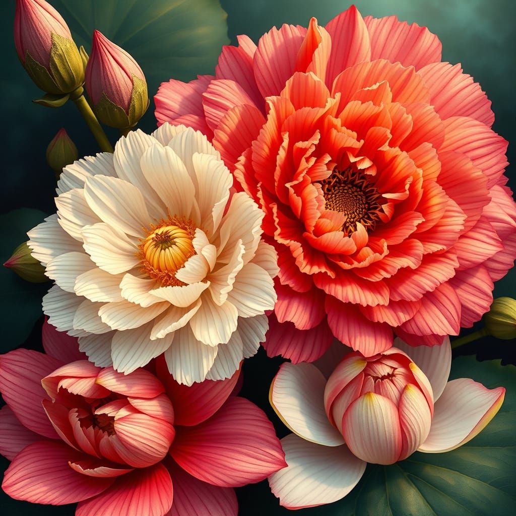 Exotic Floral Bloom in Art Nouveau Style