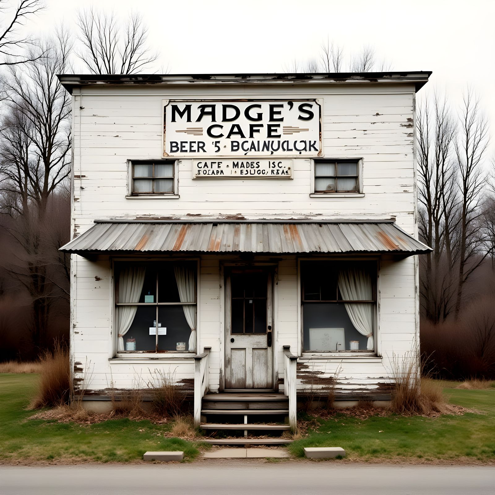Weathered American Cafe in a Desolate Landscape