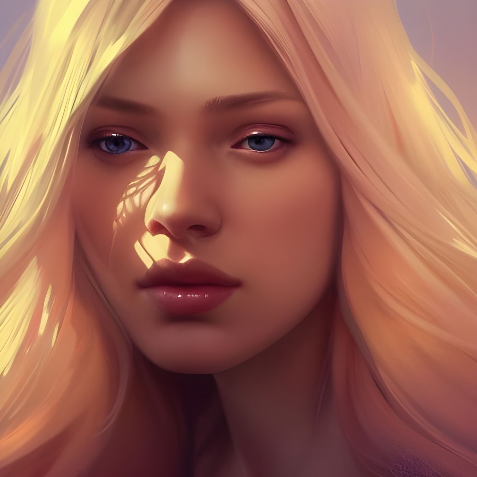Beautiful Blonde Woman Portrait in Hyperrealistic Style