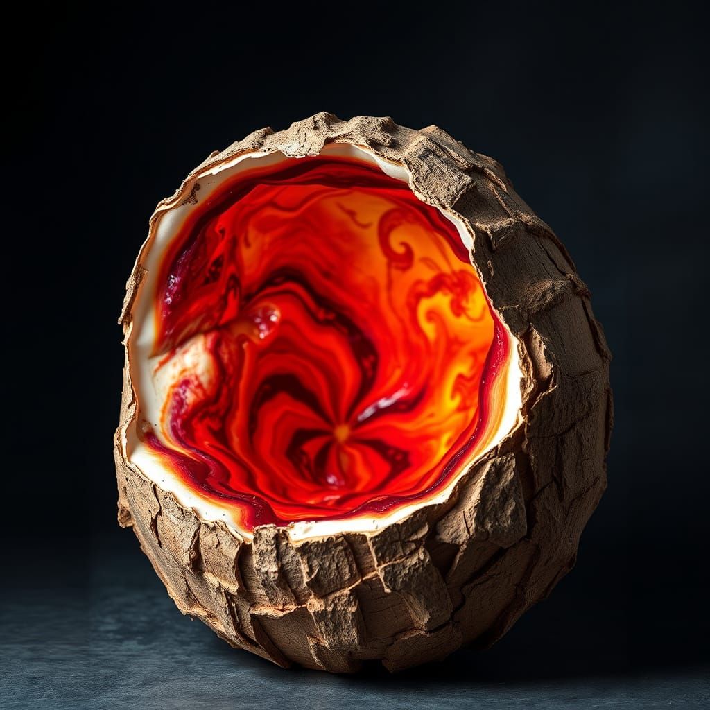 Psychedelic Egg with Multicoloured Yolk in Hyperrealism