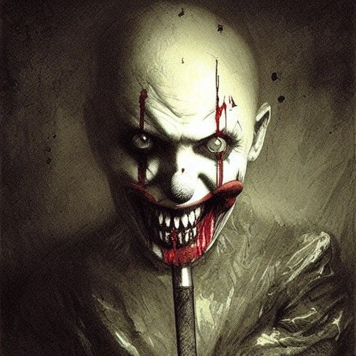 Creepy Killer Clown with Bloody Knife