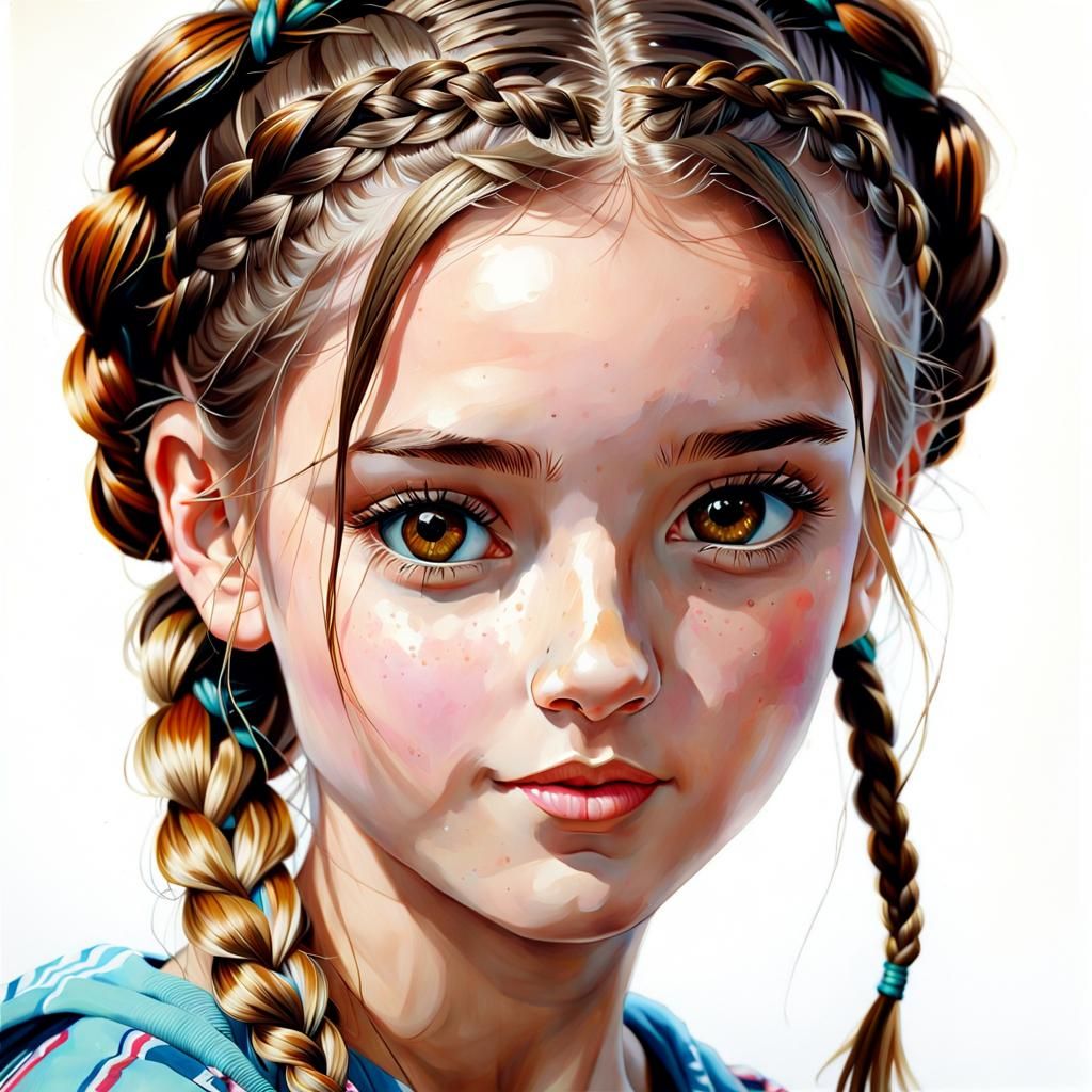 Beautiful Woman Portrait in Detailed Comic Art Style