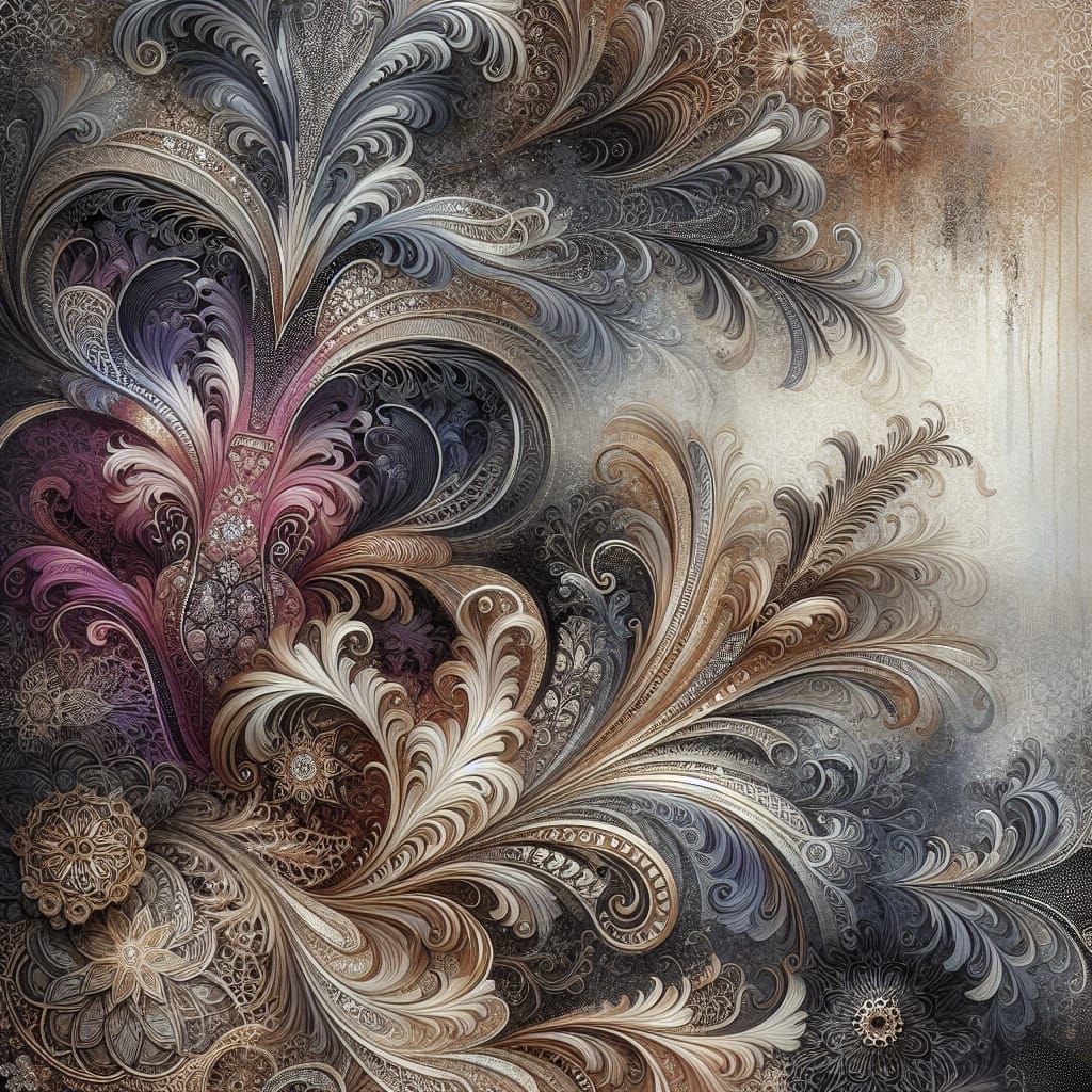 Ethereal Filigree Digital Paper in Romantic Style