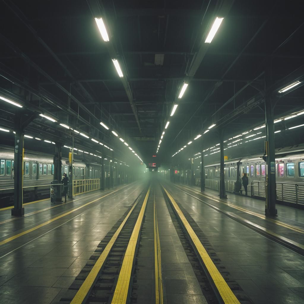 Train Station in Semi-Darkness: Digital Matte Painting
