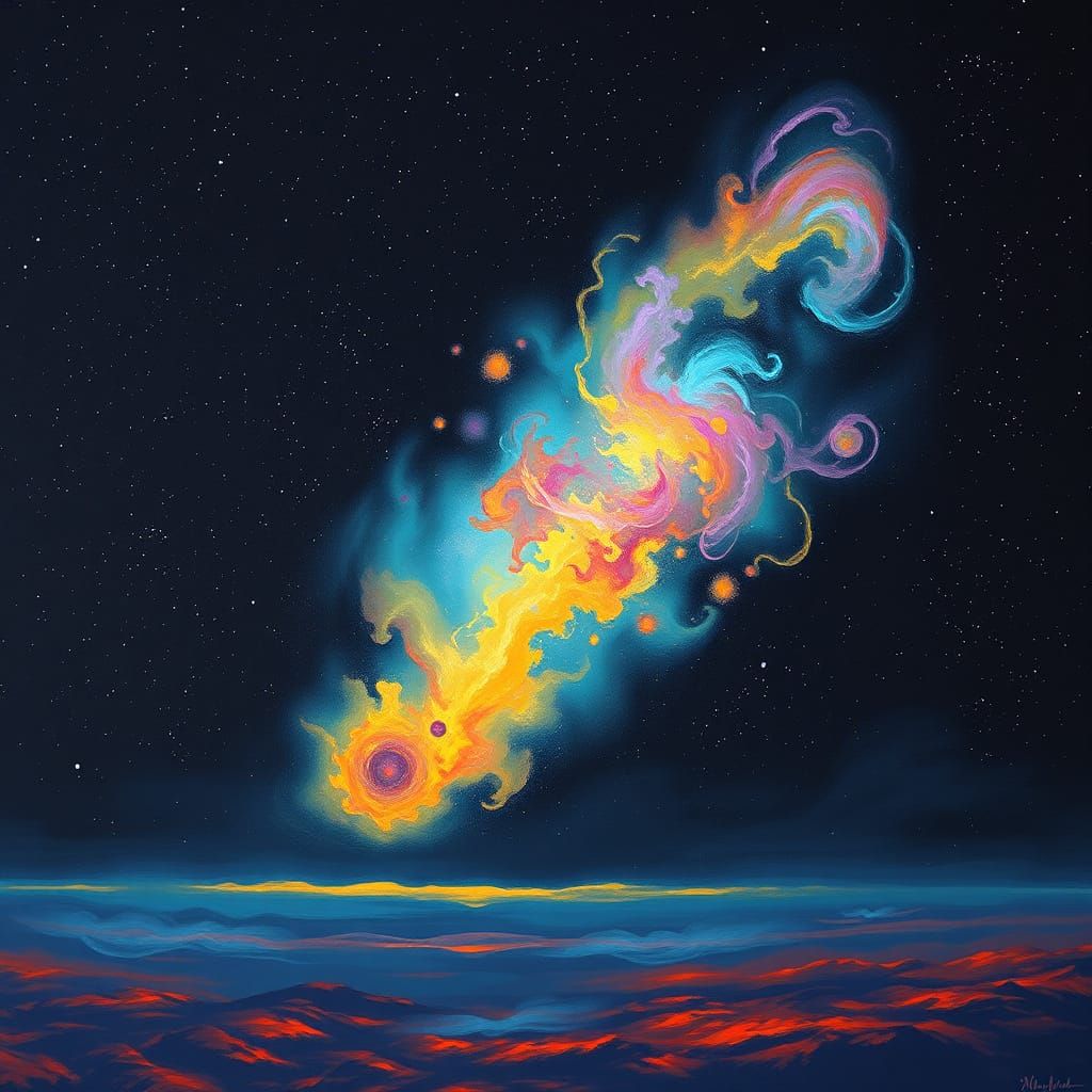 Ethereal Nebula in Vibrant Abstract Style