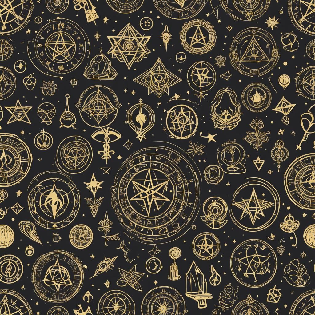 Mystical Occult Symbols on Dark Background