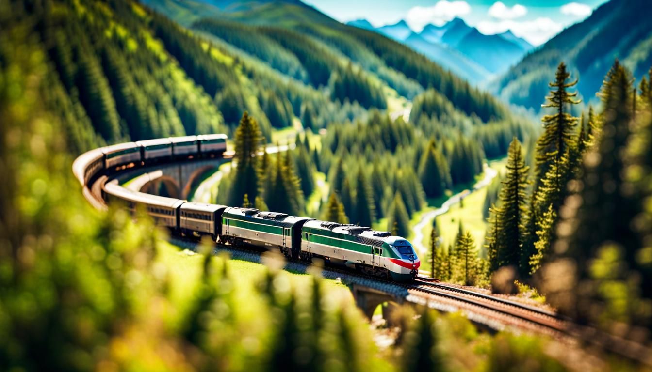Train Journey Through Sunny Valley: Tilt-Shift Photography