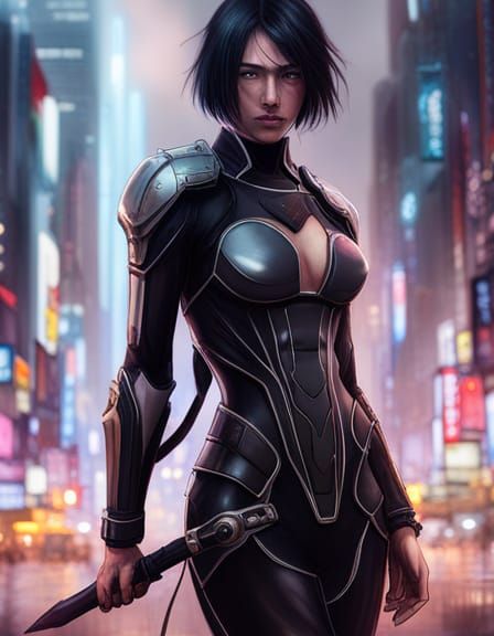 Cyberpunk Armored Woman: 8k Concept Art Portrait
