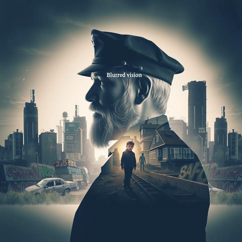 Double Exposure Art: Boy's Silhouette Cityscape