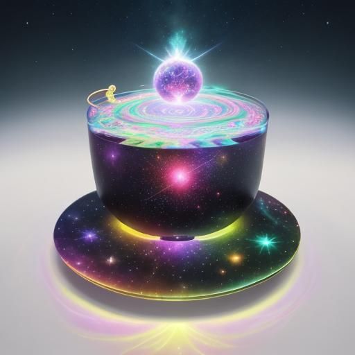 Astral Being Floating in Space: Mixed Media Illustration