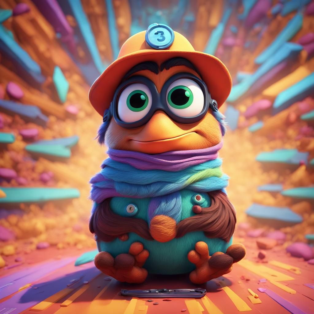 Pixar-Style 3D Rendering with Radial Gradient