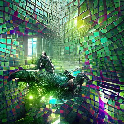 Iridescent Geometric Design: A Digital Illustration