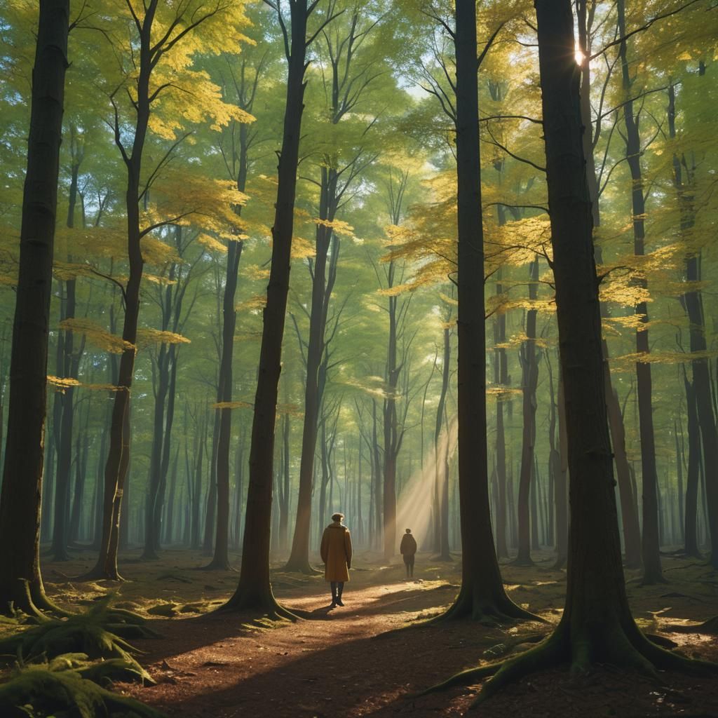 Forest of Light with Radiant Colors and Soft Glow